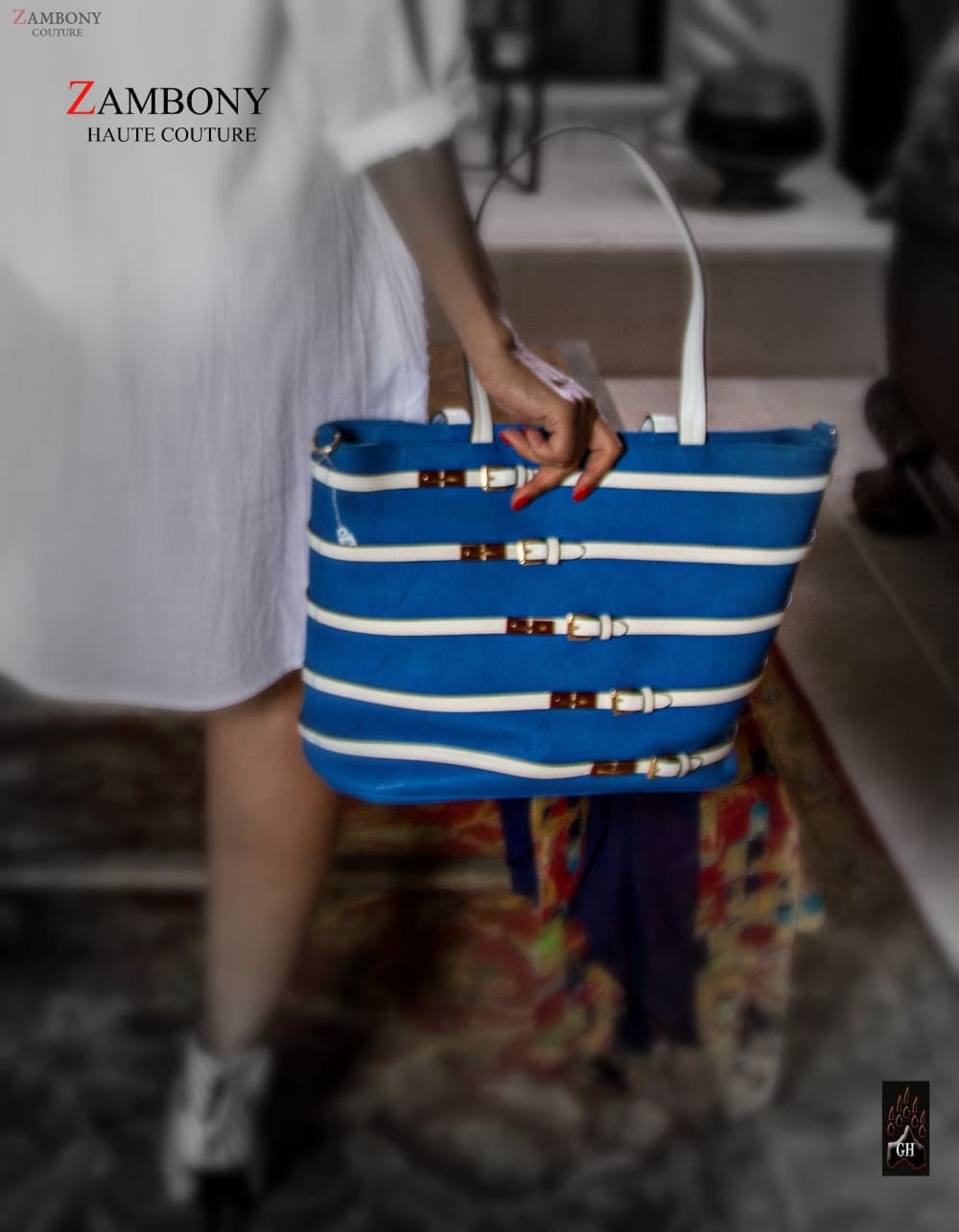 Blue & White Shopping Tote - shopzambony