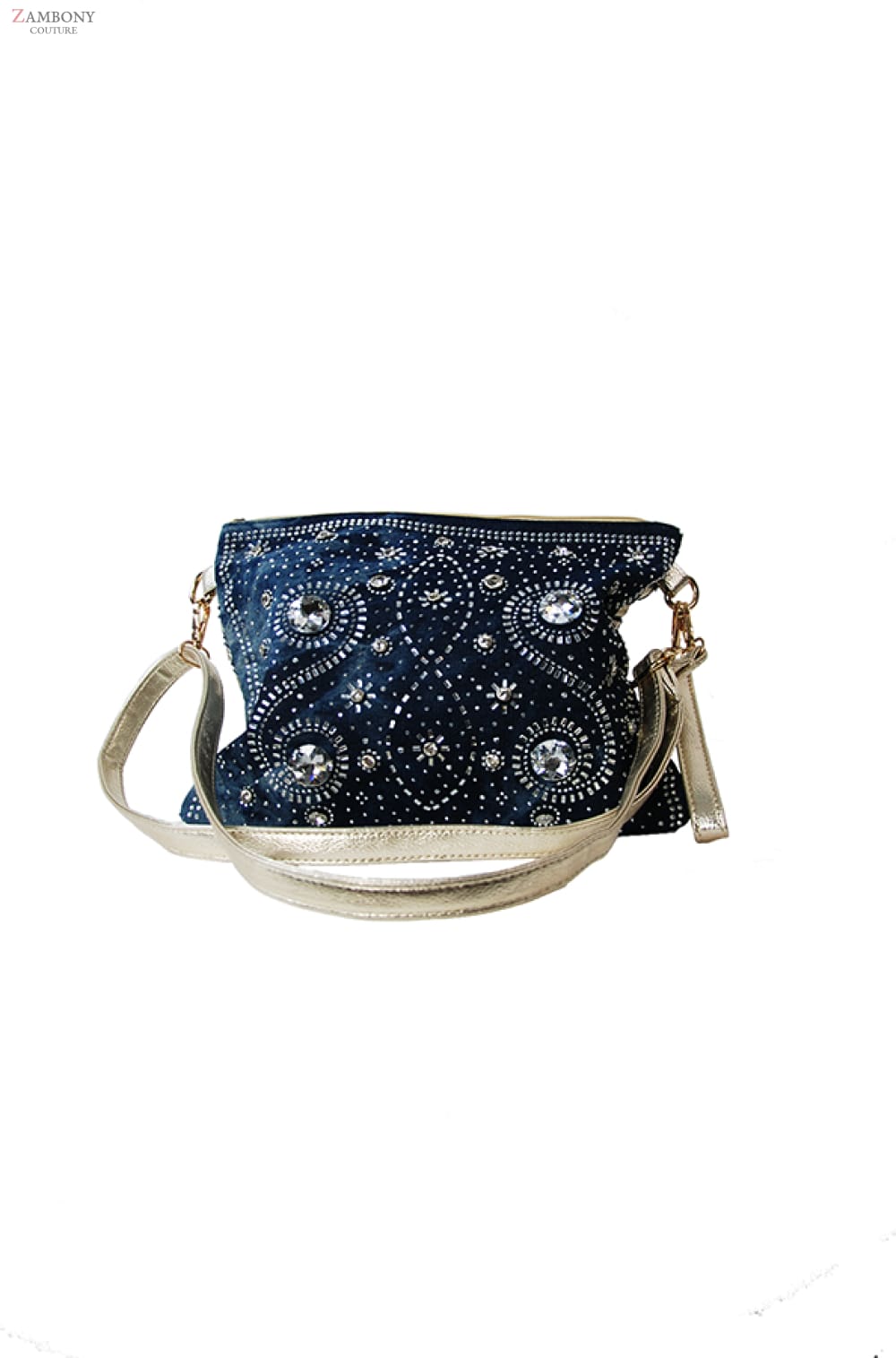 Denim Diamante Purse - shopzambony