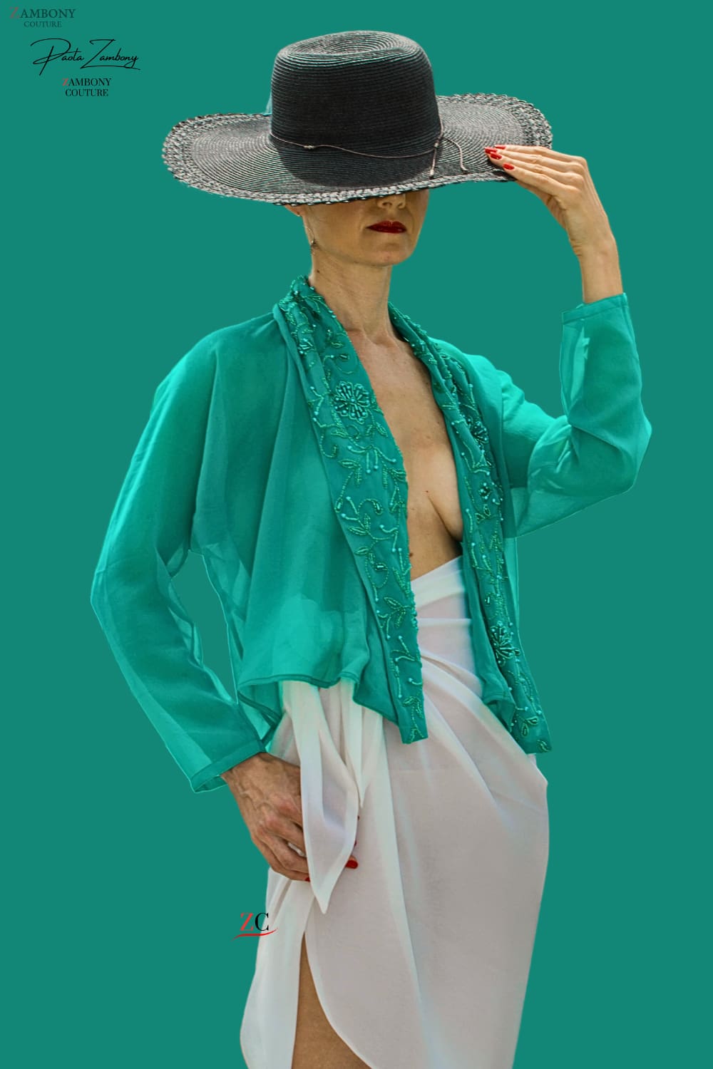 Emma Hand-Beaded Shirt - Black Fuchsia Cream Emerald Green Grey - Ladies Shirts