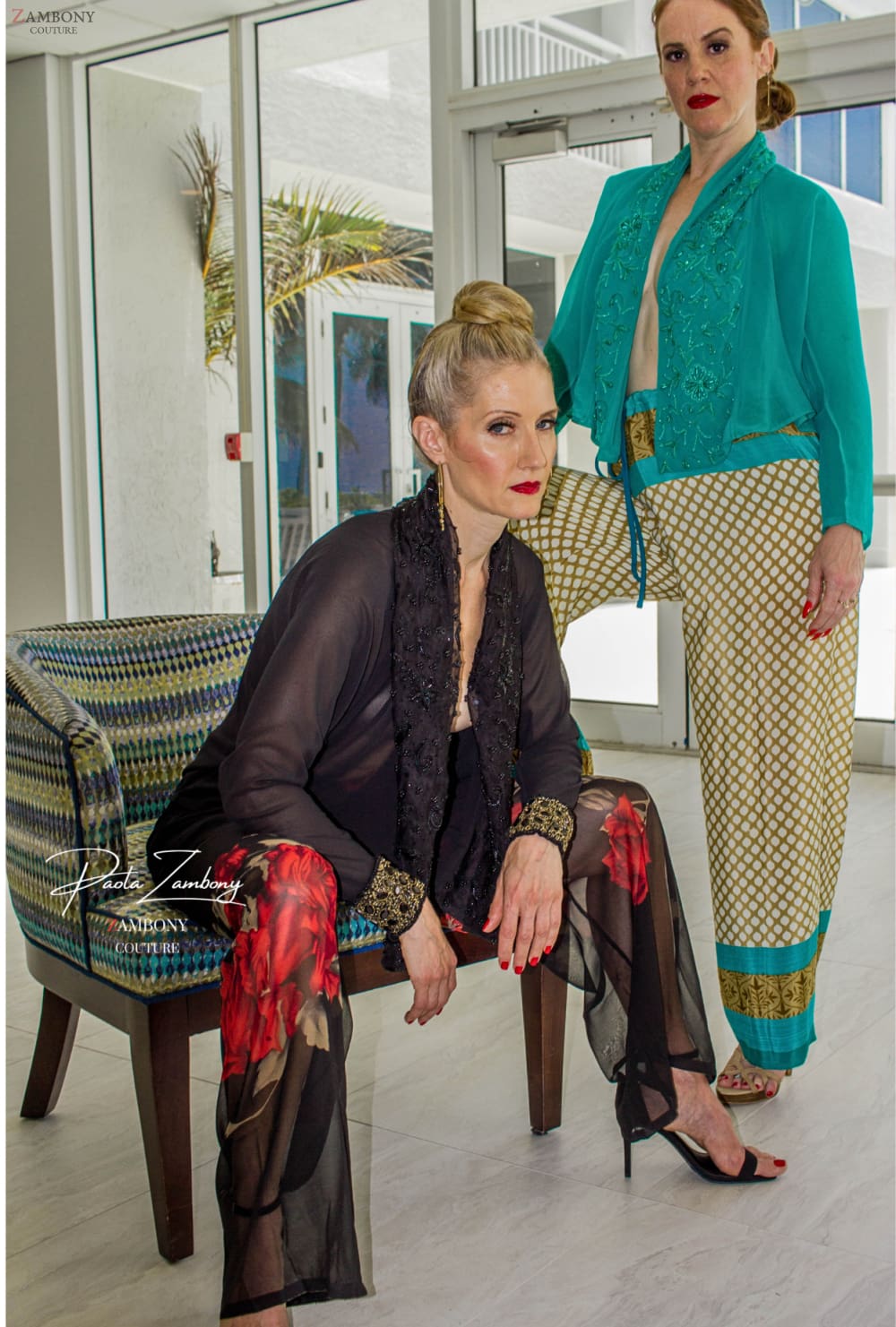 Emma Hand-Beaded Shirt - Black Fuchsia Cream Emerald Green Grey - Ladies Shirts