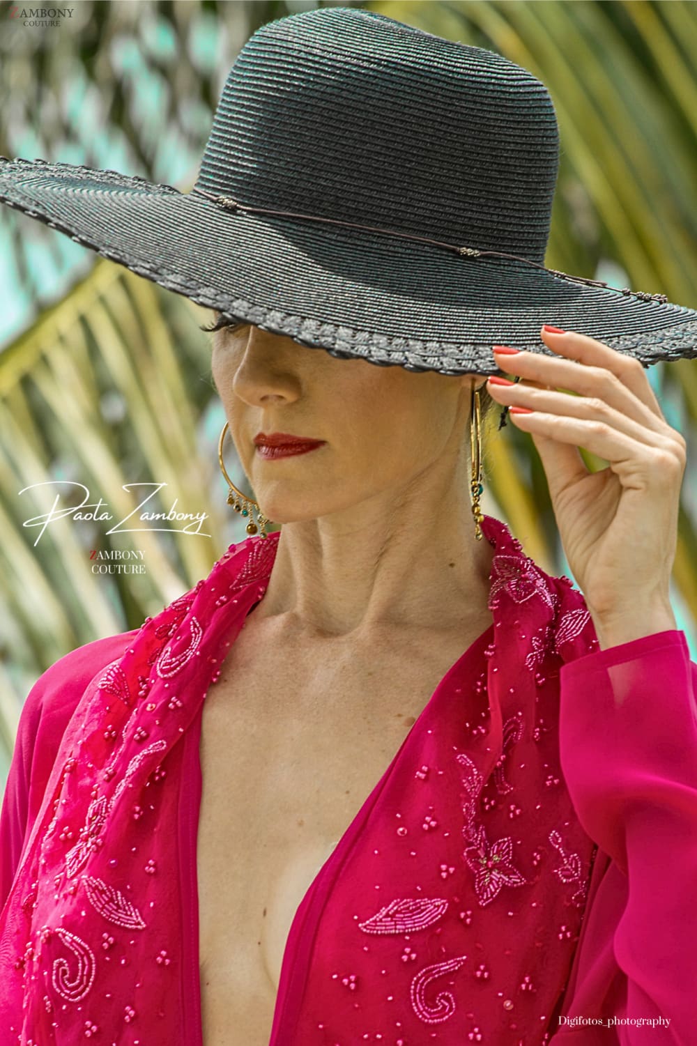 Emma Hand-Beaded Shirt - Black Fuchsia Cream Emerald Green Grey - Ladies Shirts