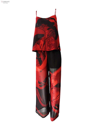 Passione Red Pantsuit and Reversible Top - shopzambony