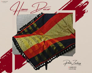 Red-Gold-Black Silk Tissue Throw - Throws