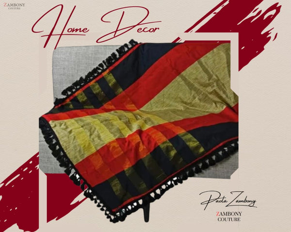 Red-Gold-Black Silk Tissue Throw - Throws