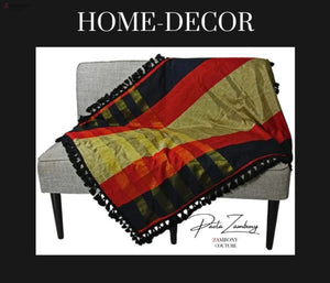 Red-Gold-Black Silk Tissue Throw - Throws